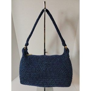 Vintage Betmar New York Blue Woven Shoulder Bag Purse Circa Early 2000s